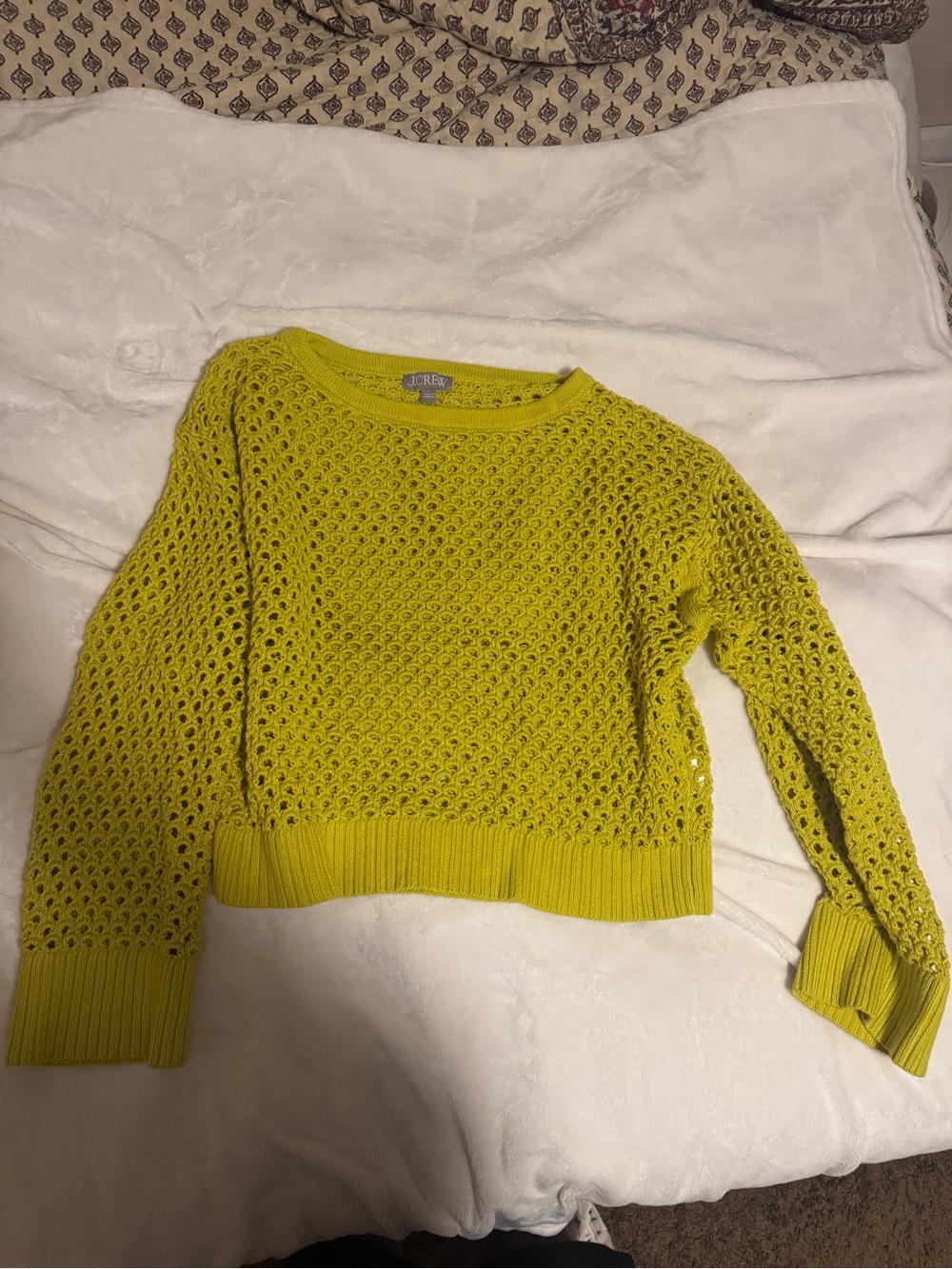 J. Crew Women’s Chartreuse Open-Knit Sweater